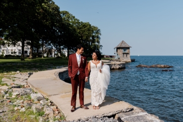 giuseppe savita walking along waterfront at vip