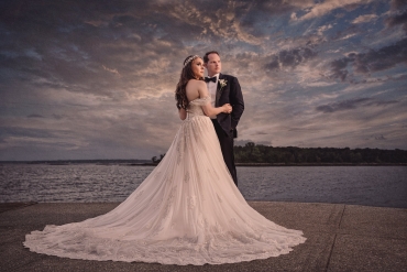 waterfront wedding photo