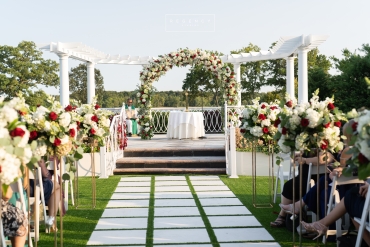 ceremony isle with flowers lined up