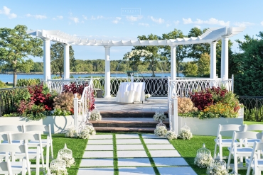 summer wedding overlooking waterfront