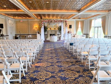 fireplace ceremony setup