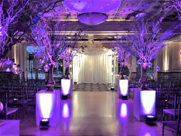 kosher wedding with purple lighting