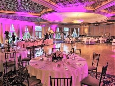 special events dance floor with pink lighting