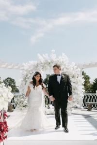 wedding couple pergola